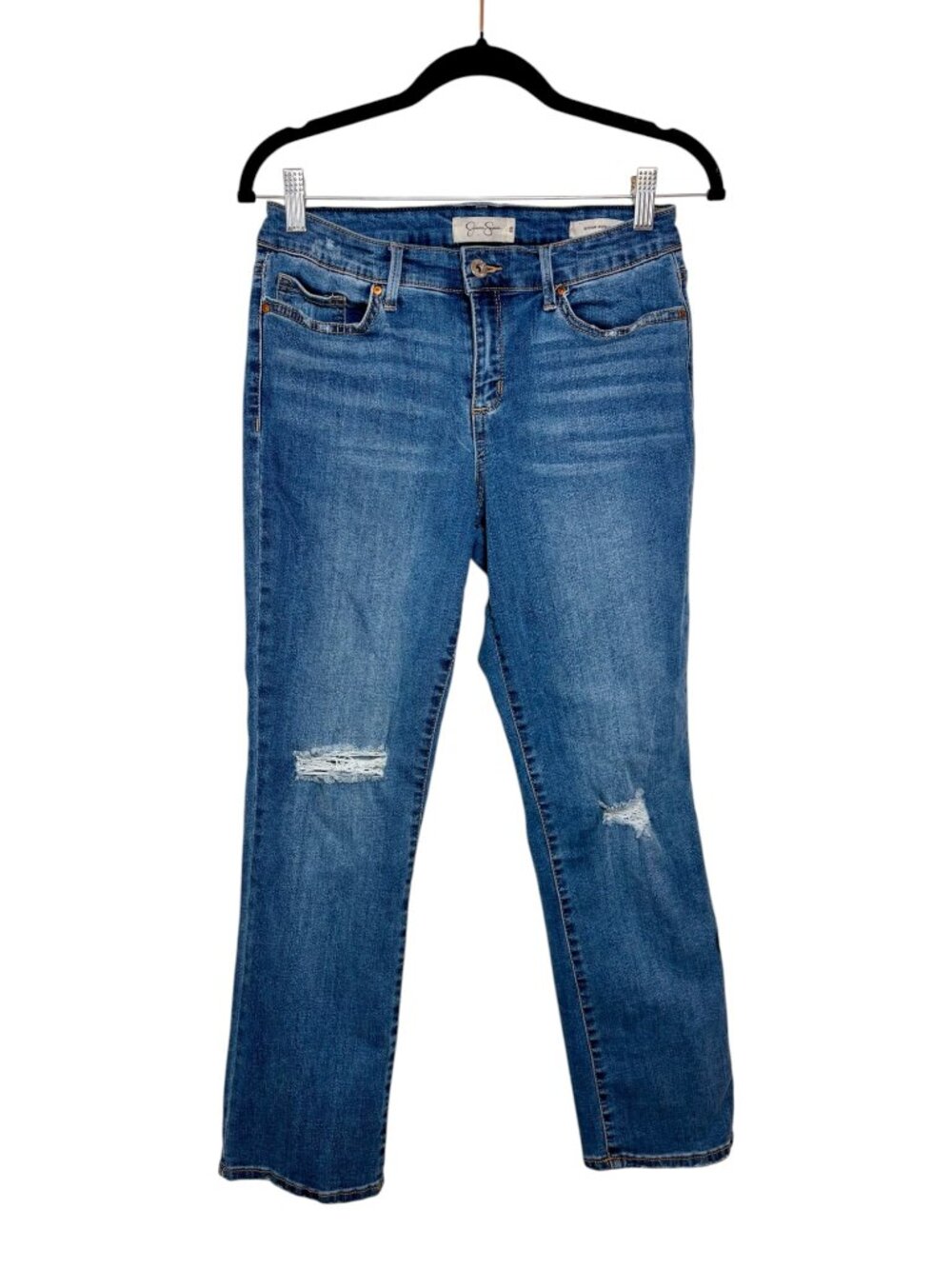 Jessica Simpson Light Wash Arrow Straight Distressed Ankle Jeans Medium Wash 28